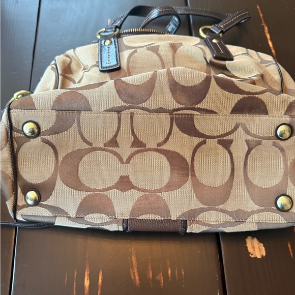 Coach Signature Stripe Brown Satchel - Picture 3 of 11
